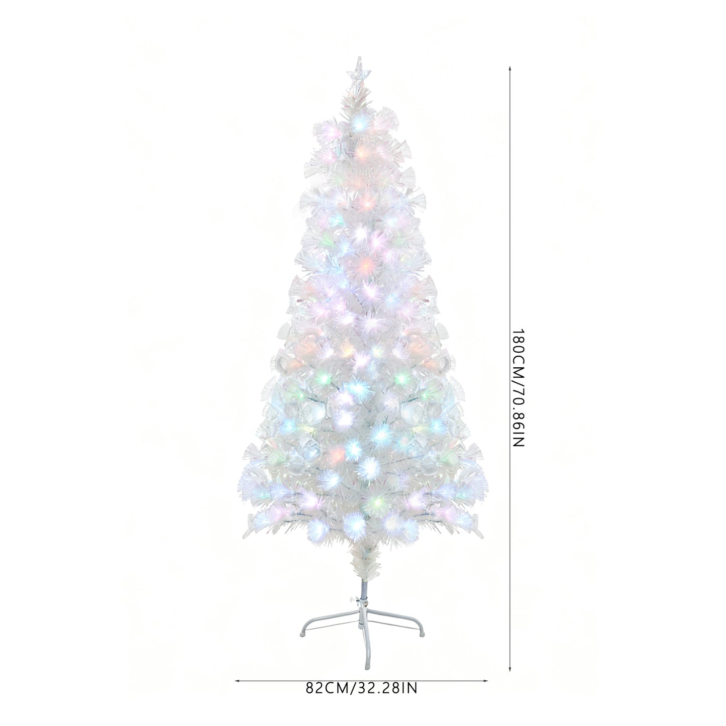 6FT/1.8M Pre-Lit Artificial Christmas Tree with Foldable Metal Stand