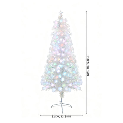 6FT/1.8M Pre-Lit Artificial Christmas Tree with Foldable Metal Stand