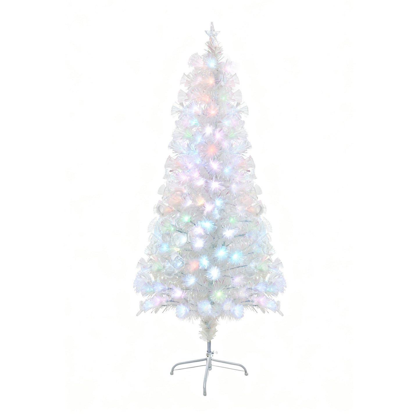 6FT/1.8M Pre-Lit Artificial Christmas Tree with Foldable Metal Stand