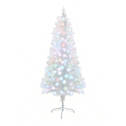 6FT/1.8M Pre-Lit Artificial Christmas Tree with Foldable Metal Stand