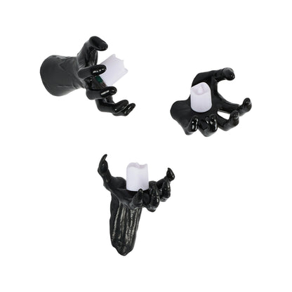 3 Pack Wall-Mounted Creepy Reaching Hands with LED Candles Halloween Decors