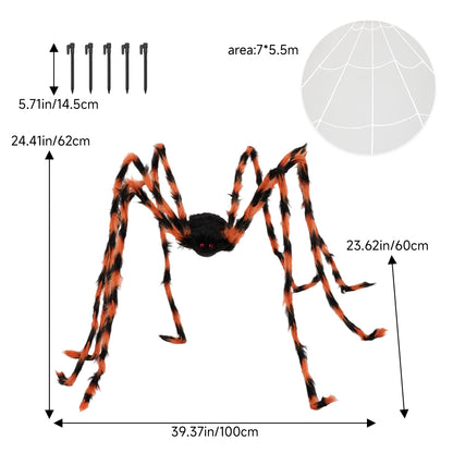 Outdoor Giant Halloween Spider Web Decoration with Scary Spider