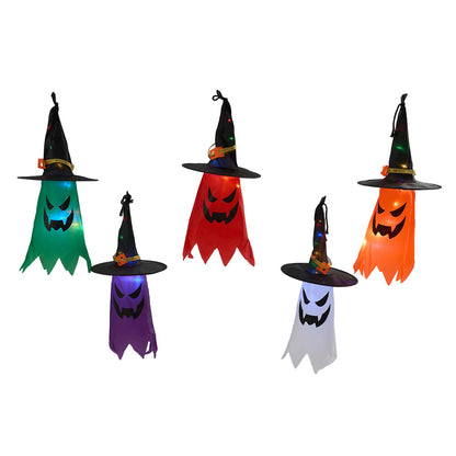 5Pcs Halloween Decorations Ghost Witch Hats with LED Lights