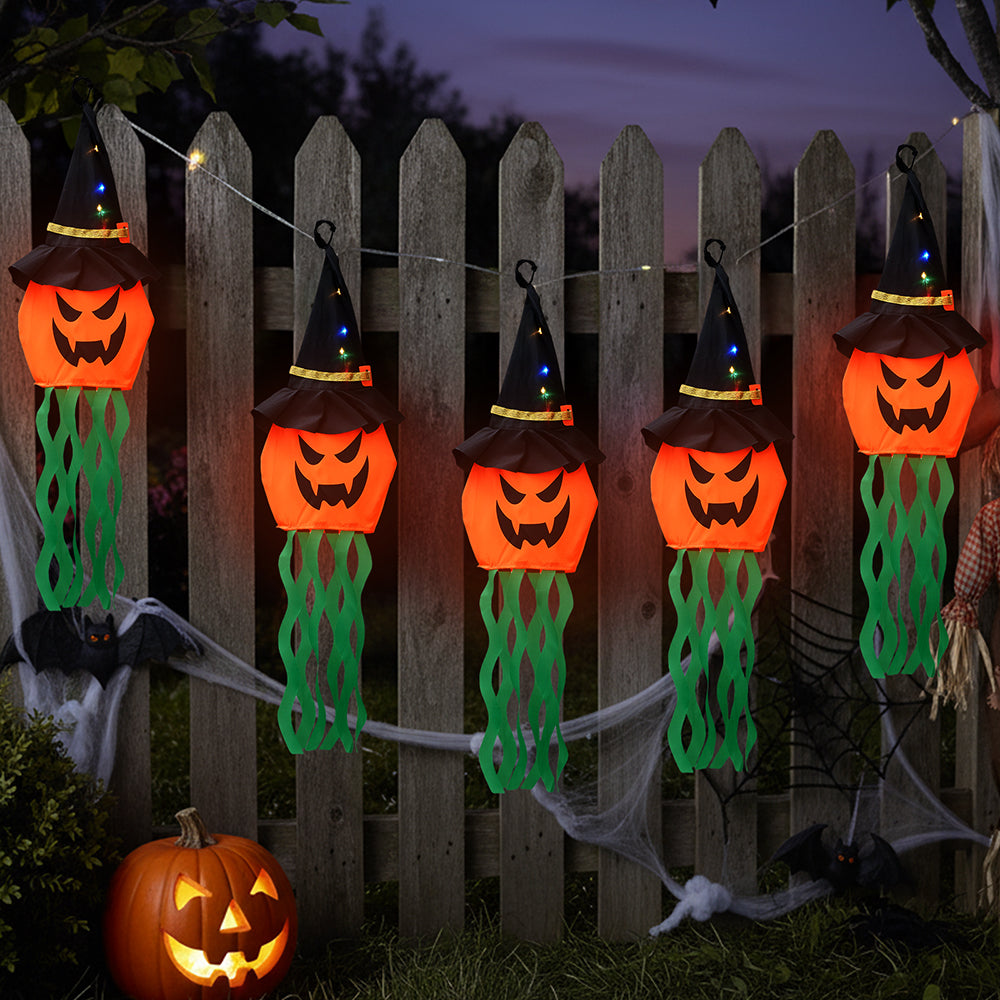 5pcs Halloween Decorations Ghost Pumpkins with LED Lights