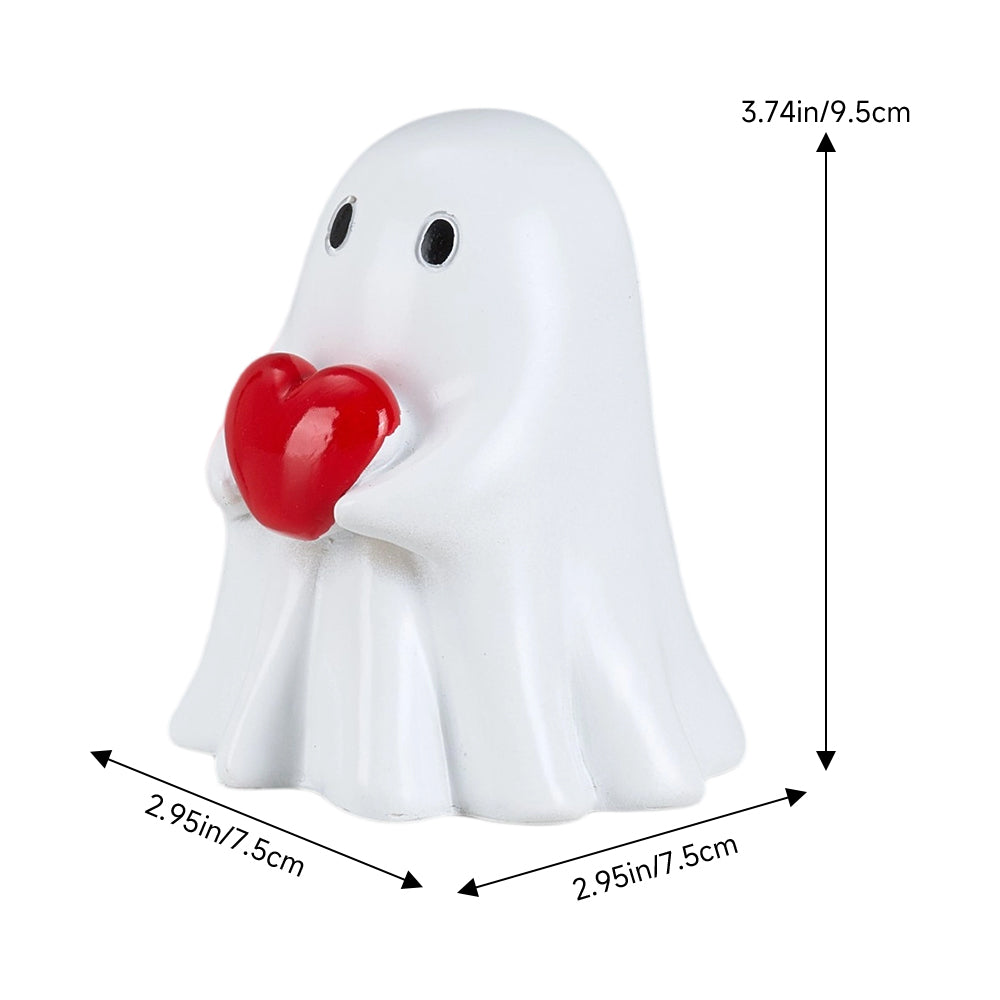 Funny Halloween Ghost Holding Heart Statue Ornament