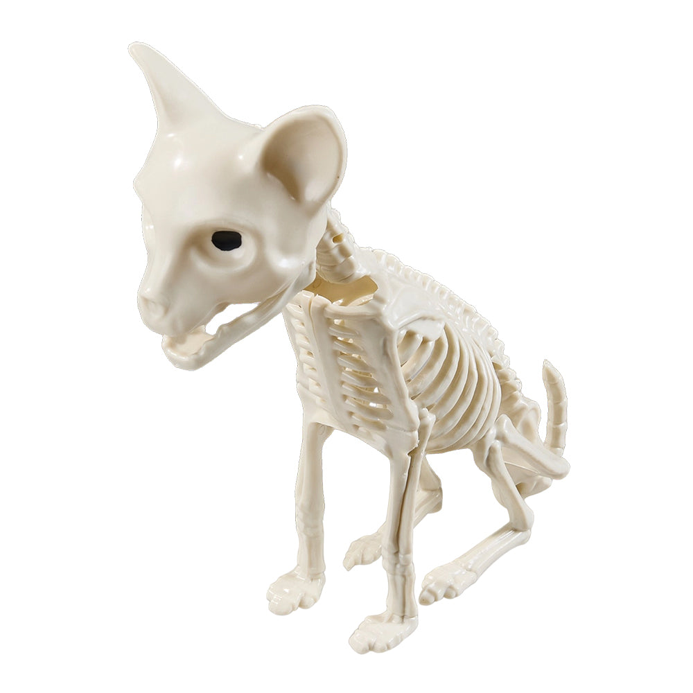 Spooky Cat Skeleton Figurine Bone Statue for Halloween Decor
