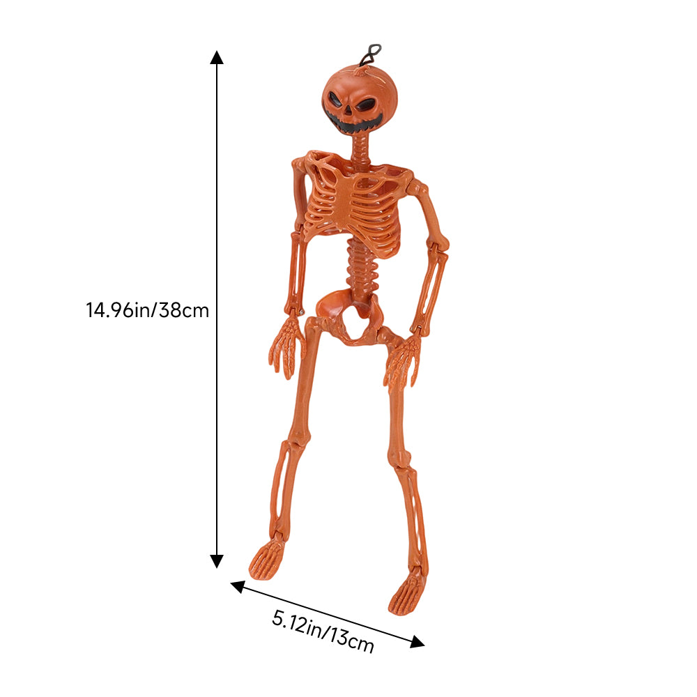 Posable Halloween Pumpkin Skeleton Decoration