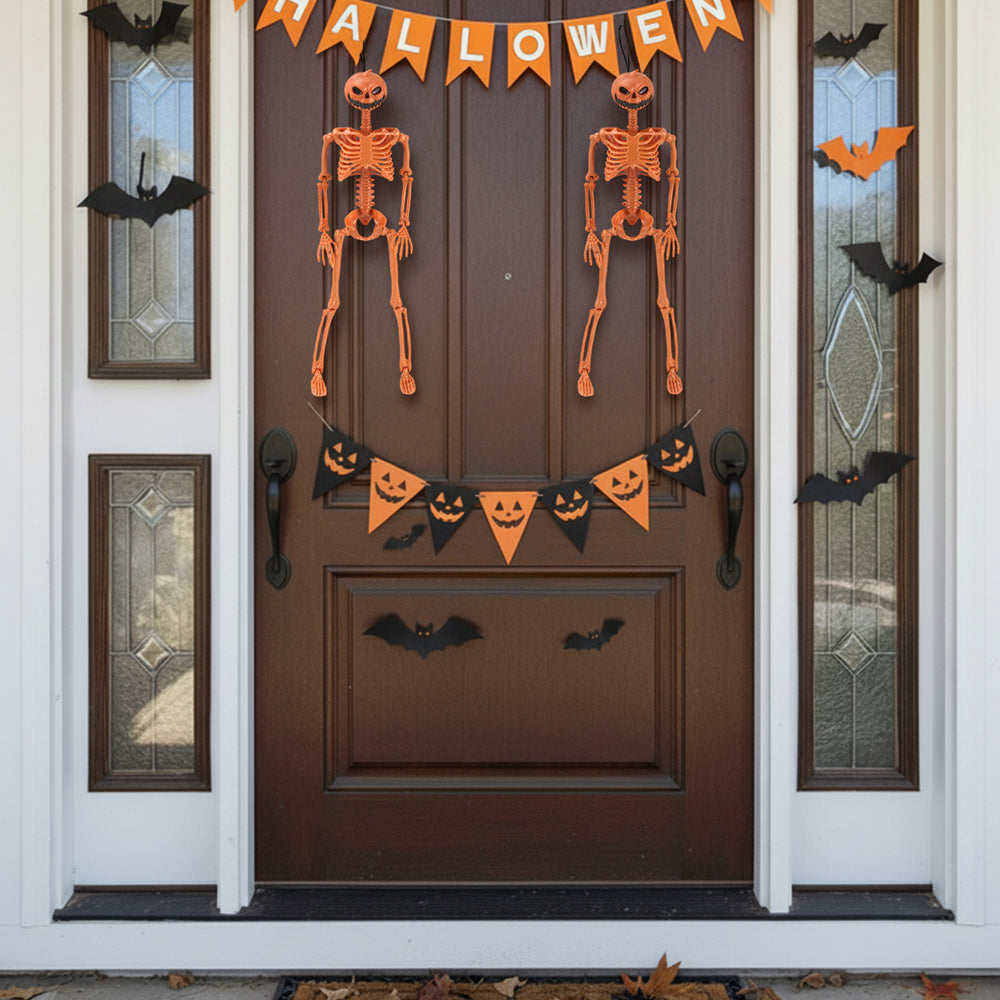 Posable Halloween Pumpkin Skeleton Decoration