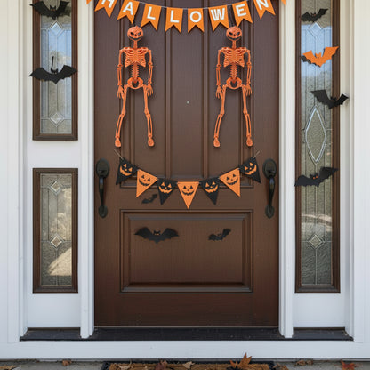Posable Halloween Pumpkin Skeleton Decoration