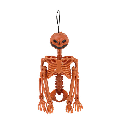 Posable Halloween Pumpkin Skeleton Decoration