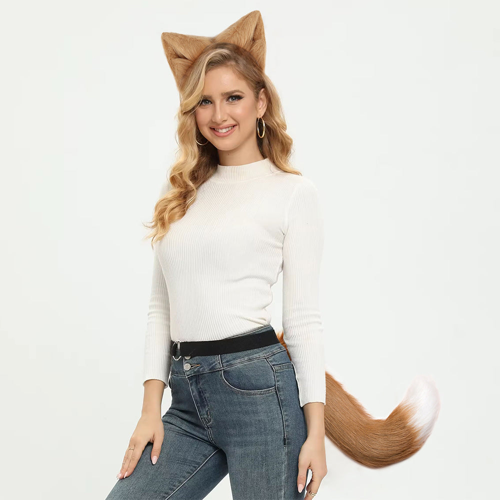 Halloween Cosplay Fox Tail and Ear Headband Set