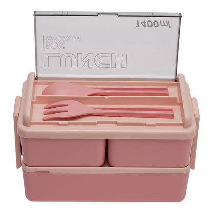 Dual-Layer Plastic Bento Lunch Box