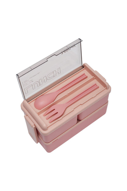 Dual-Layer Plastic Bento Lunch Box