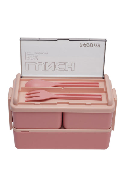 Dual-Layer Plastic Bento Lunch Box