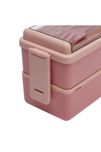 Dual-Layer Plastic Bento Lunch Box