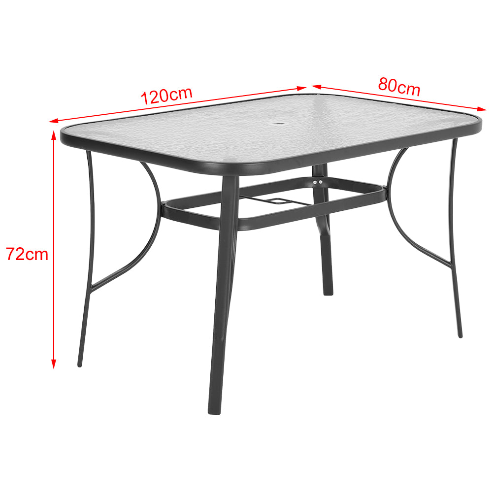 2 4Pcs Black Brown Chairs Rectangular Outdoor Dining Table