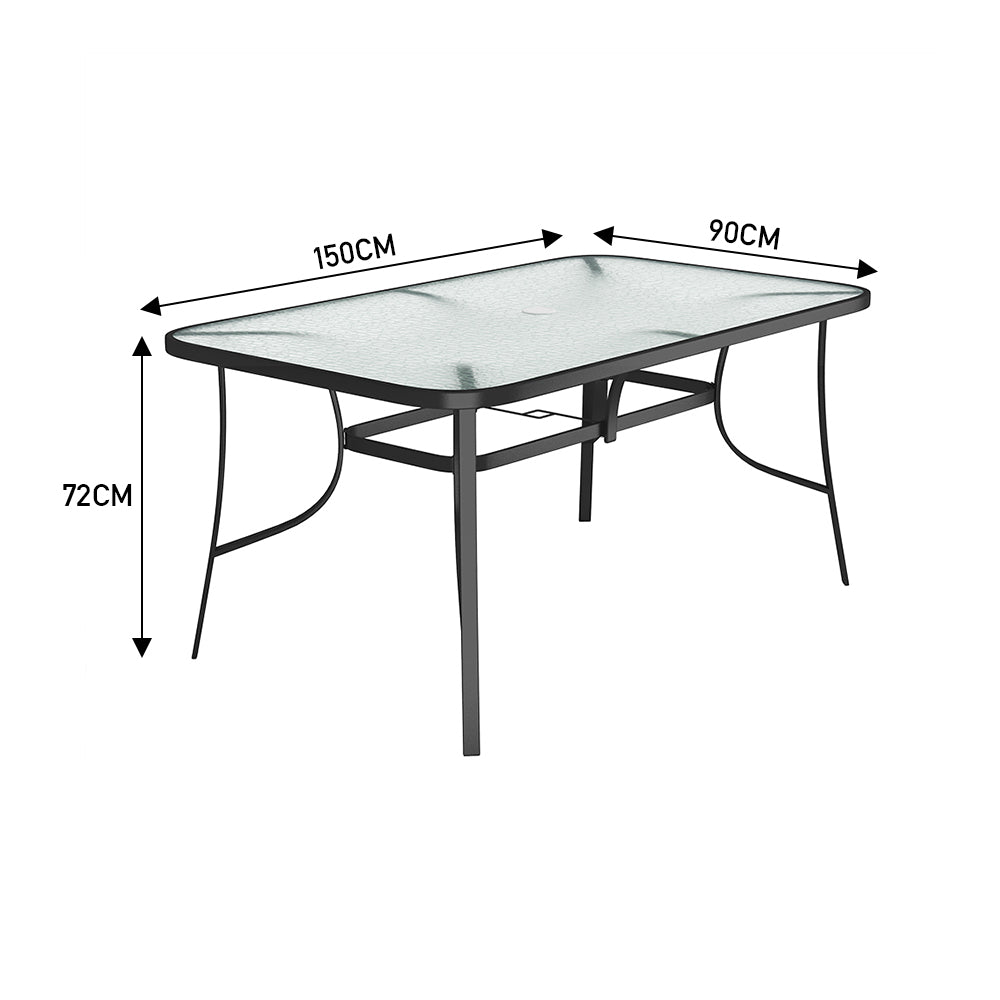 2/4Pcs Black/Brown Chairs and Rectangular Outdoor Dining Table