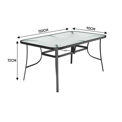 2/4Pcs Black/Brown Chairs and Rectangular Outdoor Dining Table