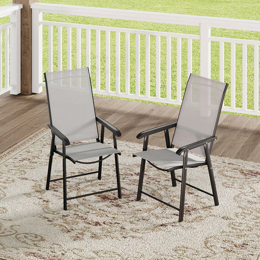 Metallic-Frame and Fabric Foldable Chairs Set of 2