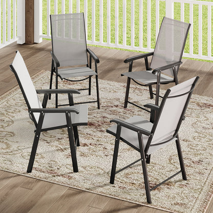 2/4Pcs Black/Brown Chairs and Rectangular Outdoor Dining Table
