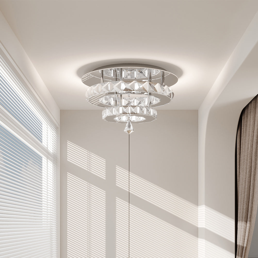 Modern Double-tiers Median-size Crystal LED Ceiling Light