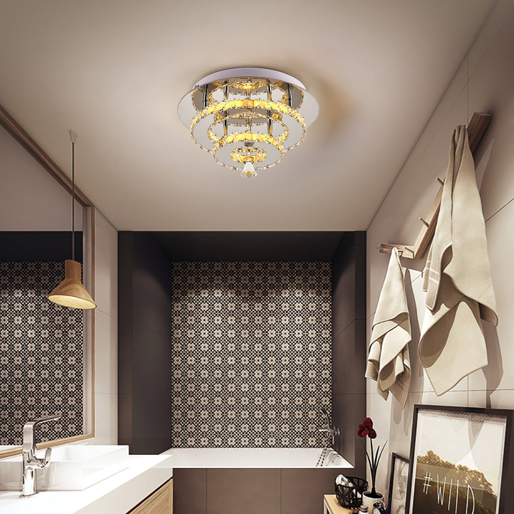 Modern Double-tiers Median-size Crystal LED Ceiling Light