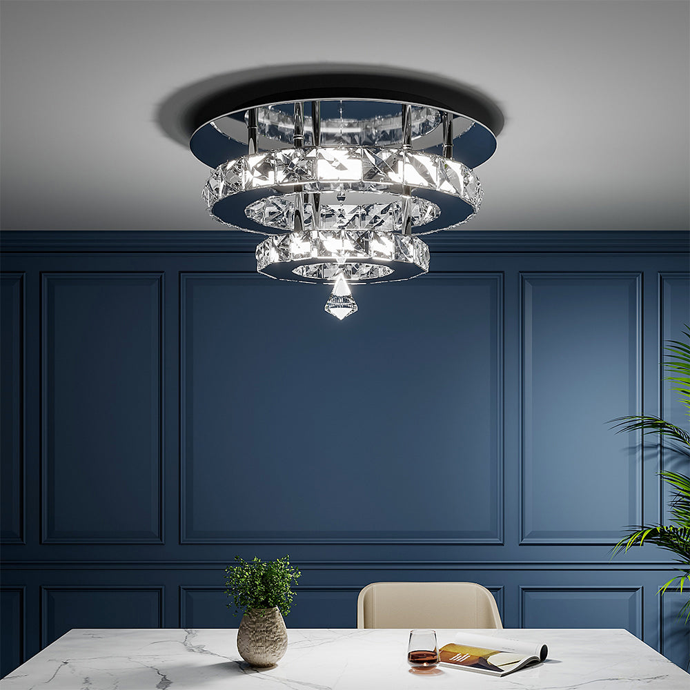 Modern Double-tiers Median-size Crystal LED Ceiling Light