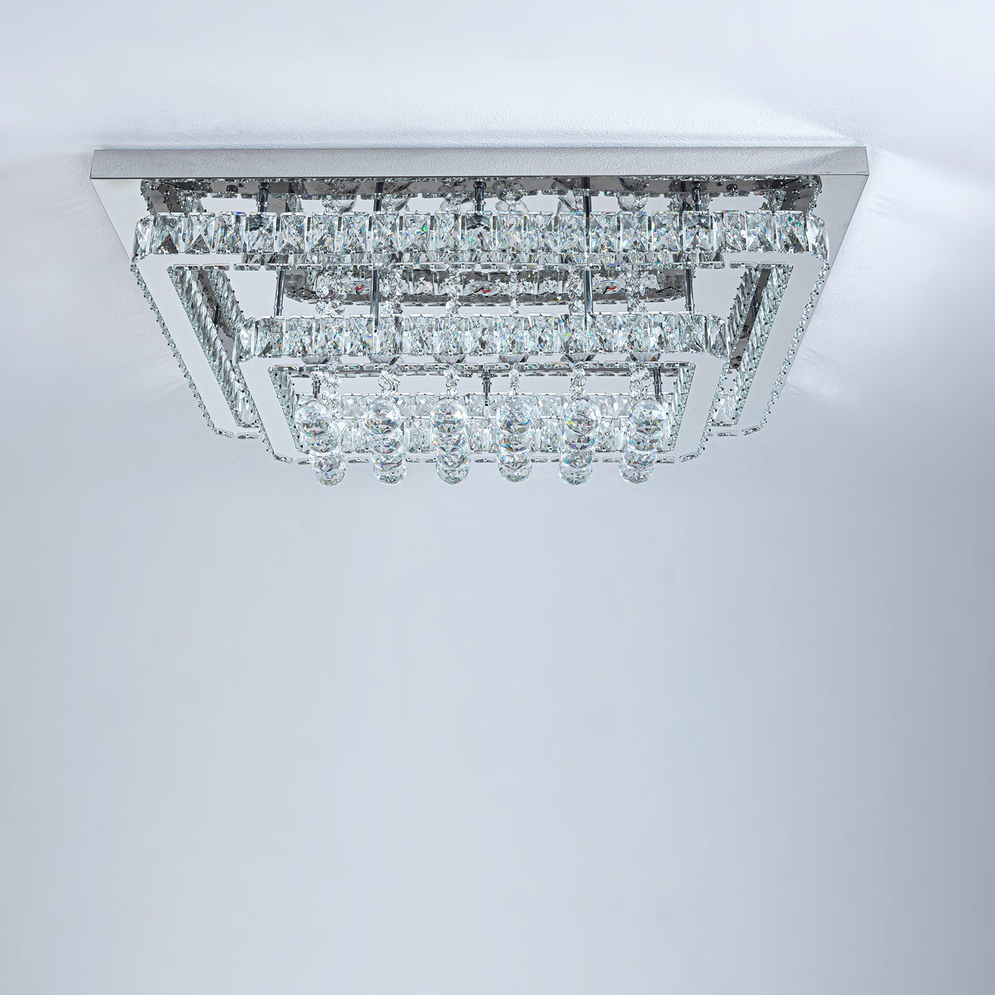 80cm Wide Double-Tier Crystal LED Ceiling Light 100W