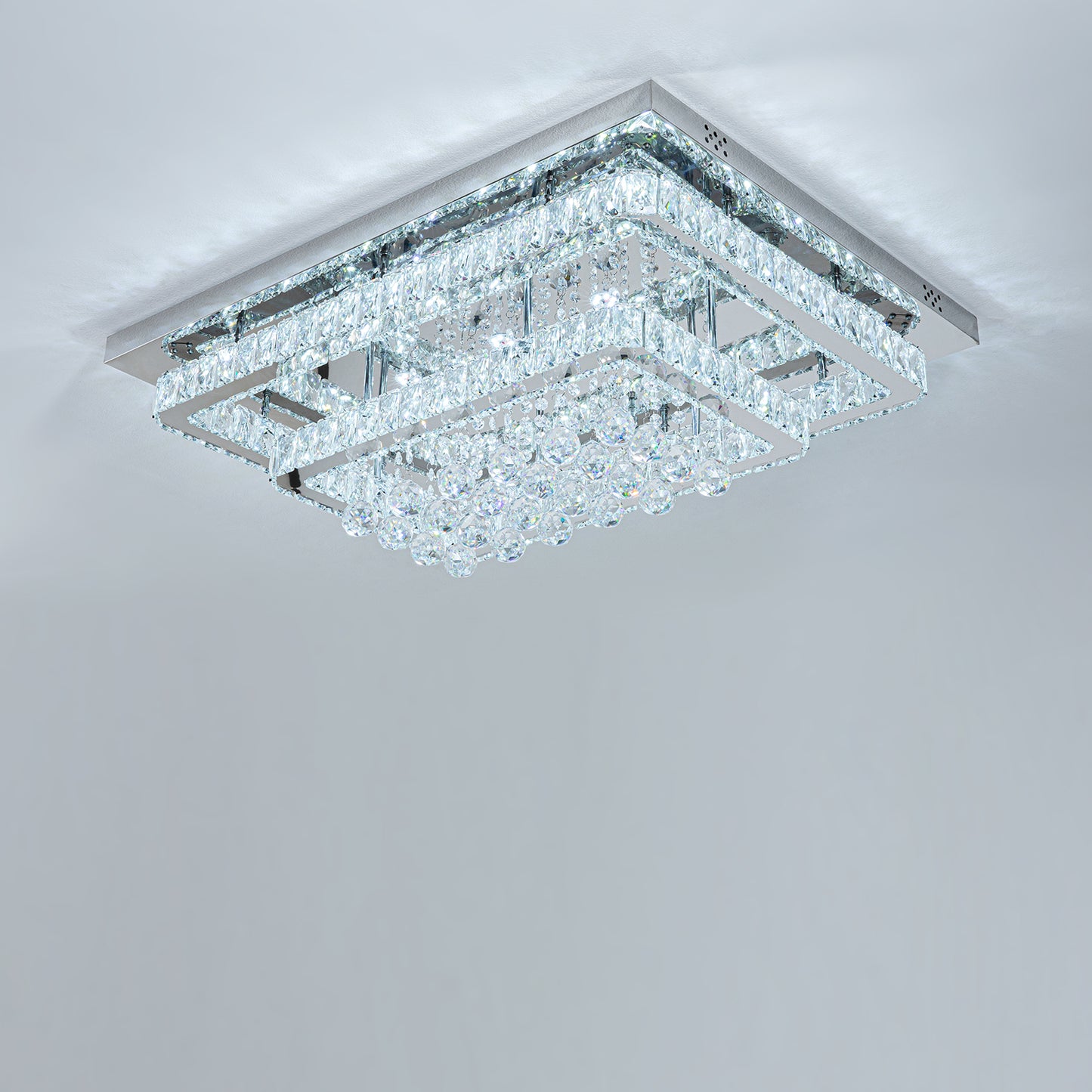 80cm Wide Double-Tier Crystal LED Ceiling Light 100W