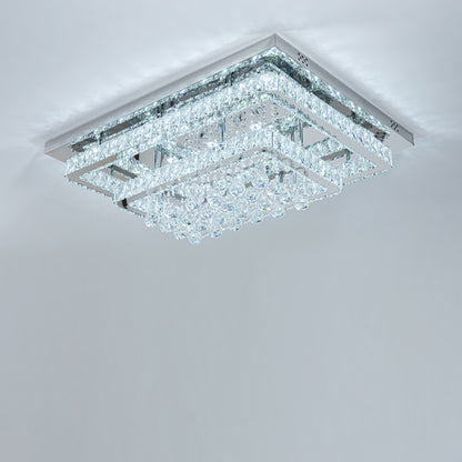80cm Wide Double-Tier Crystal LED Ceiling Light 100W