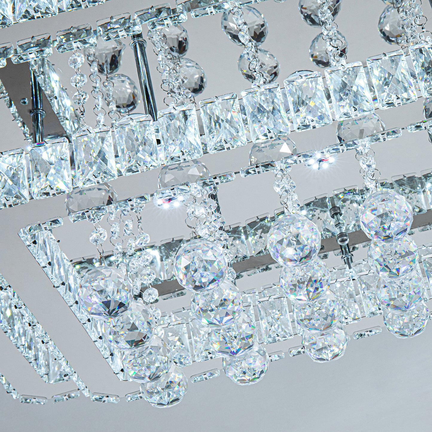 80cm Wide Double-Tier Crystal LED Ceiling Light 100W