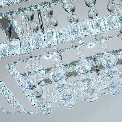 80cm Wide Double-Tier Crystal LED Ceiling Light 100W