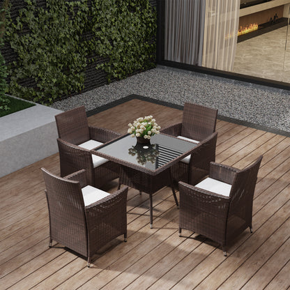 Garden Tempered Glass Square Dining Table with Parasol Hole