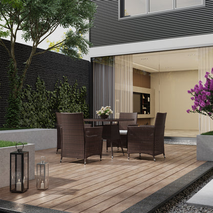 Garden Tempered Glass Square Dining Table with Parasol Hole