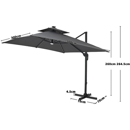 Outdoor Large 3M LED Cantilever Parasol