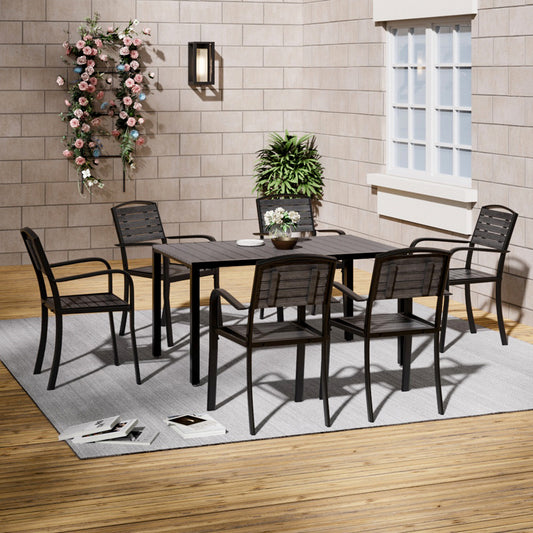 90CM Depth Grey Outdoor Dining Table with Parasol Hole