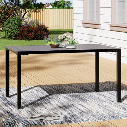 90CM Depth Grey Outdoor Dining Table with Parasol Hole