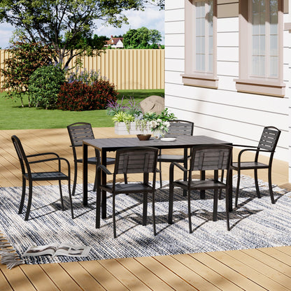 90CM Depth Grey Outdoor Dining Table with Parasol Hole