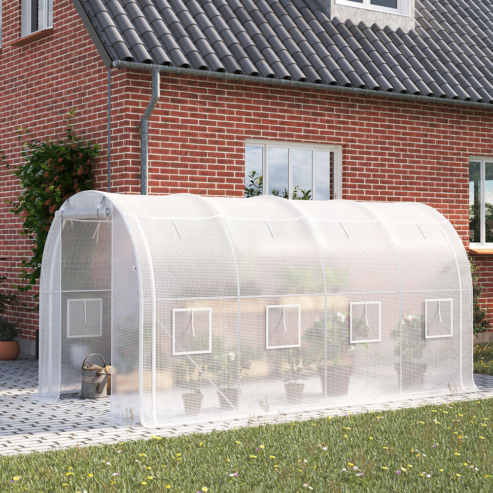 White Outdoor Walk-in Tunnel Greenhouse