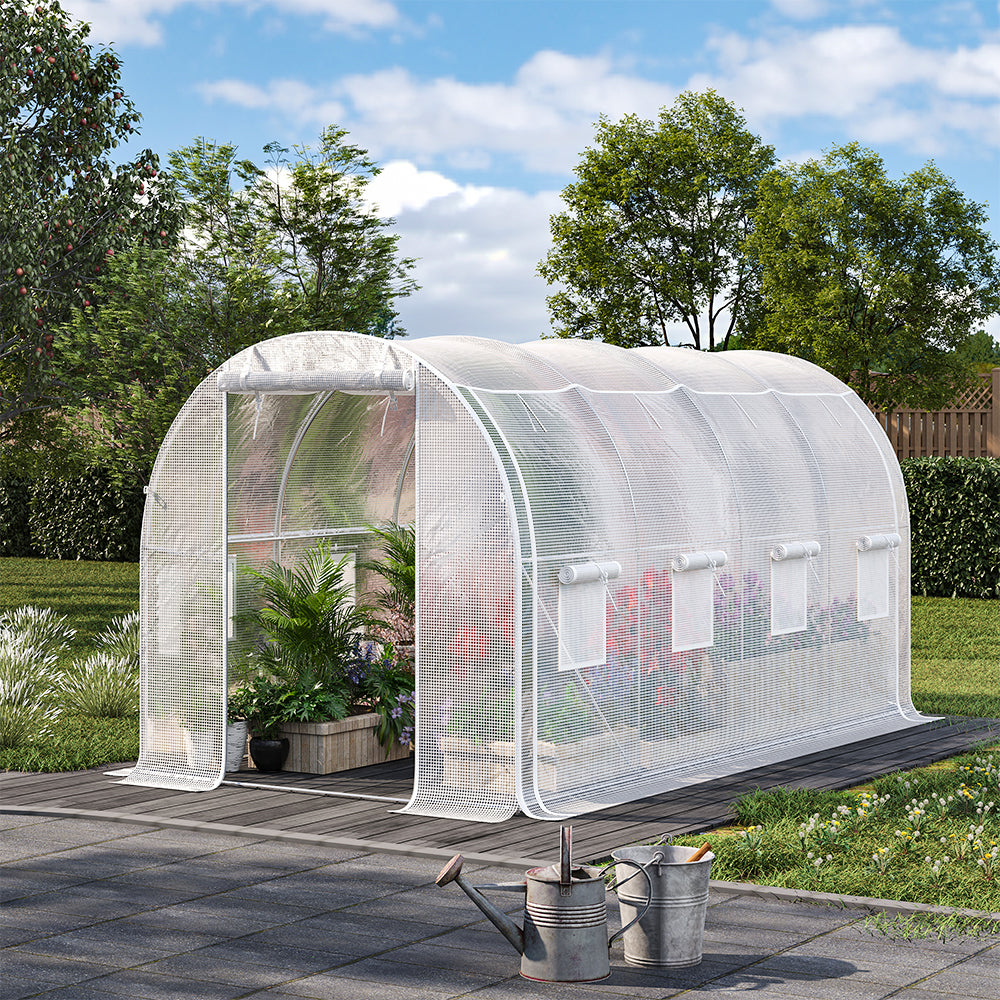 White Outdoor Walk-in Tunnel Greenhouse