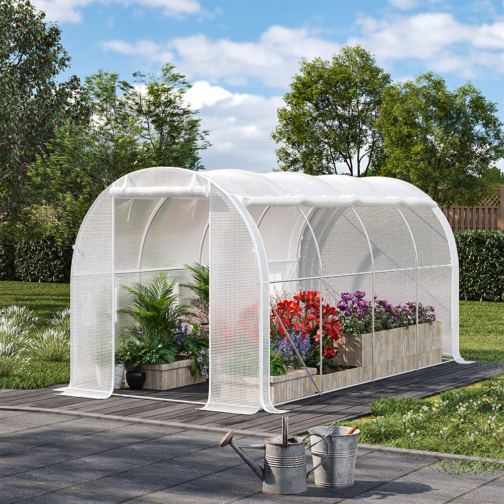 White Outdoor Walk-in Tunnel Greenhouse