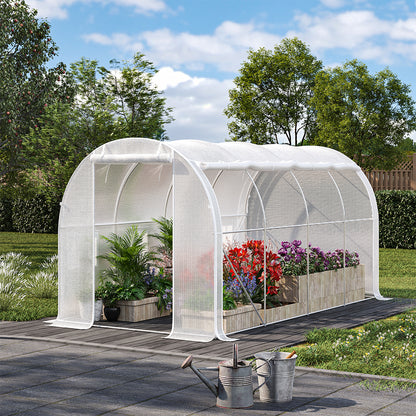 White Outdoor Walk-in Tunnel Greenhouse
