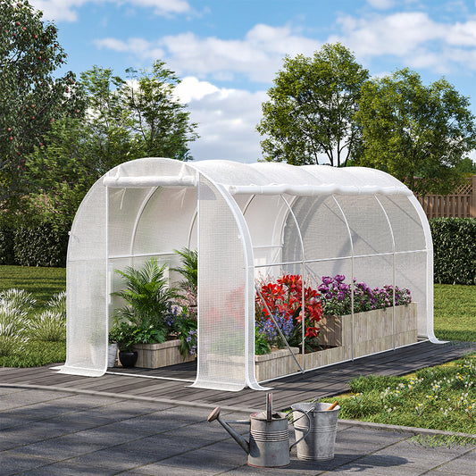 White Outdoor Walk-in Tunnel Greenhouse