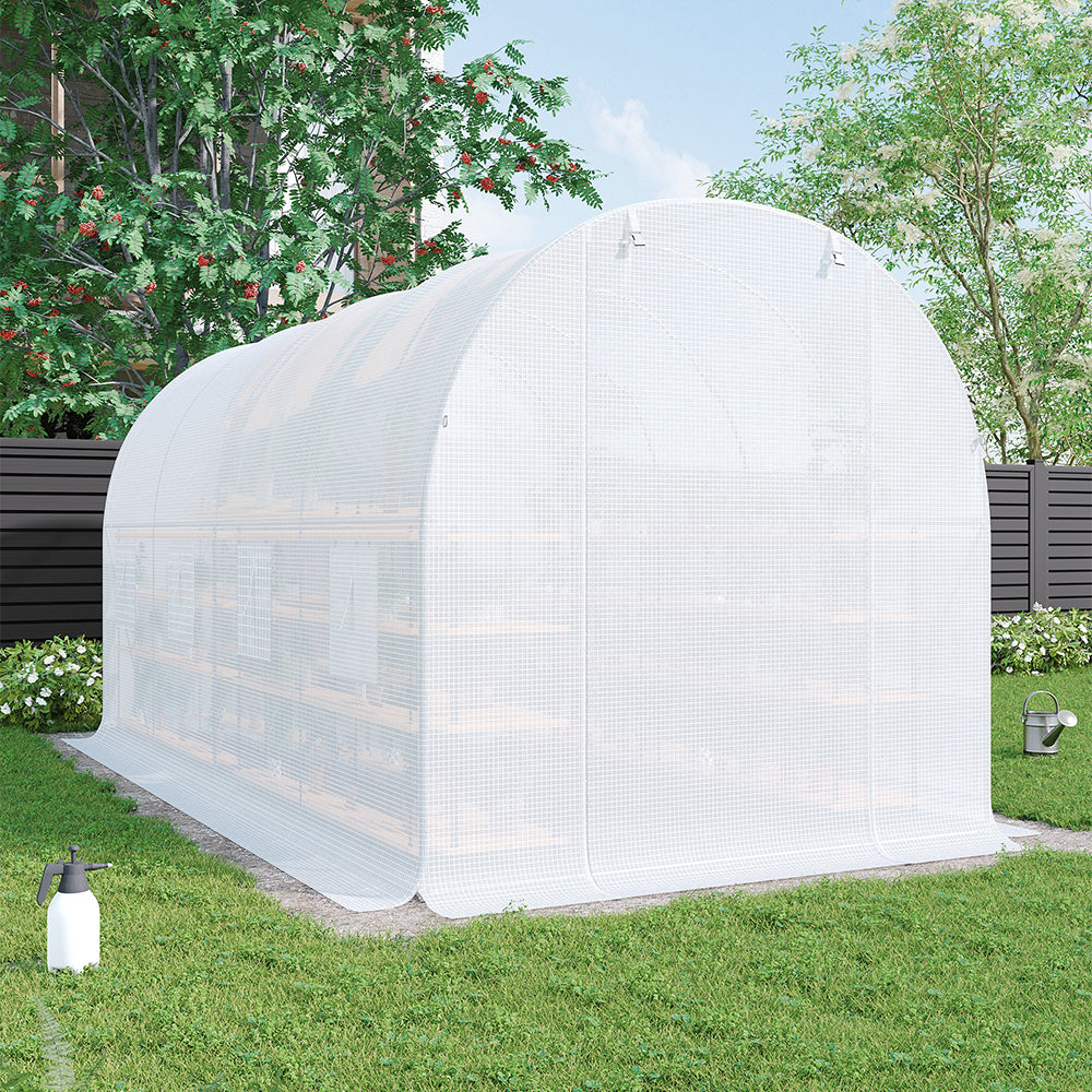 White Outdoor Walk-in Tunnel Greenhouse