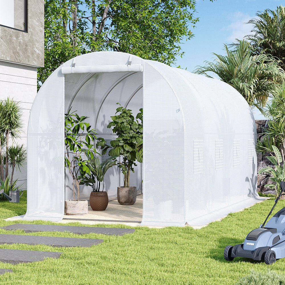 White Outdoor Walk-in Tunnel Greenhouse