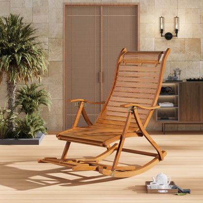 Bamboo Rocking Chair Foldable Recliner