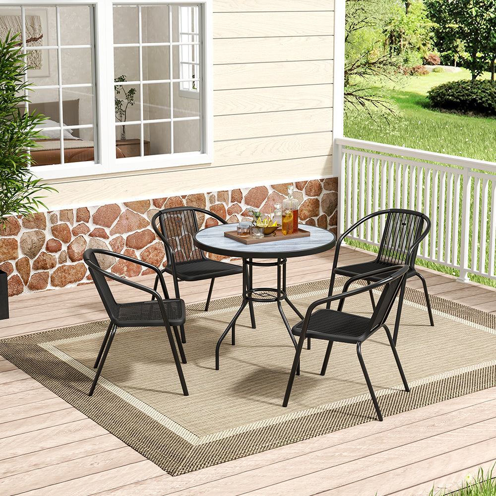 Garden Tempered Glass Wood Grain Coffee Table