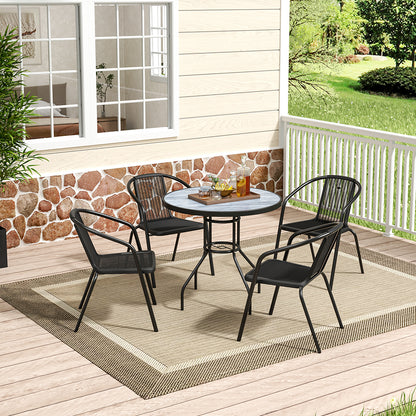 Garden Tempered Glass Wood Grain Coffee Table