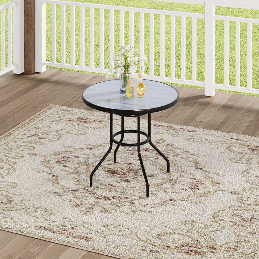 Garden Tempered Glass Wood Grain Coffee Table