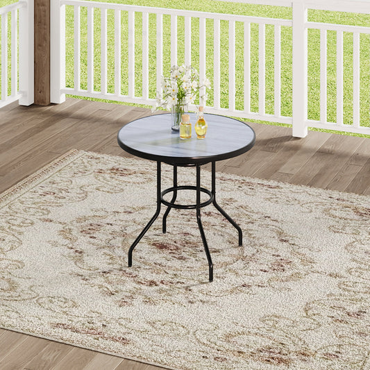 Garden Tempered Glass Wood Grain Coffee Table